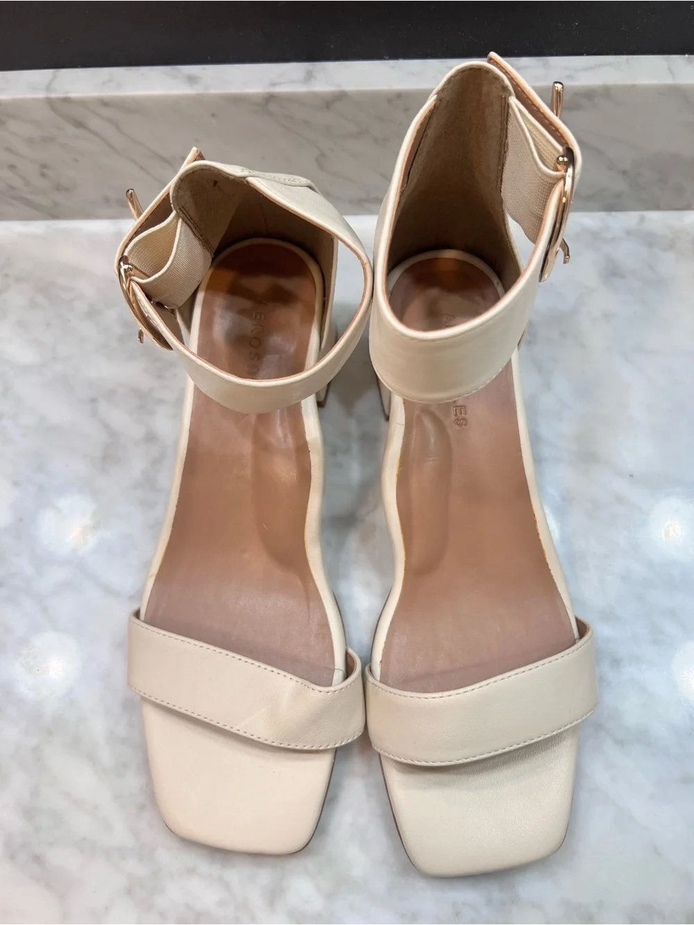 Aerosoles Eliza Women's Cream Block Heel Ankle Strap Sandals
